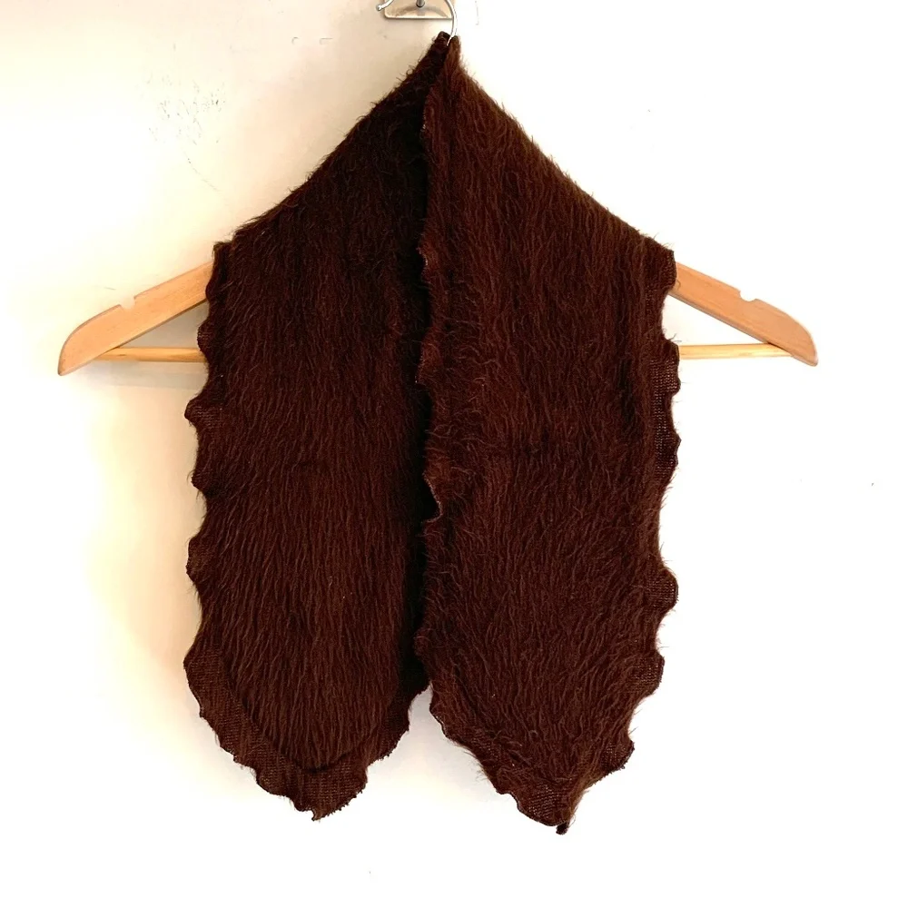 Scarf Wrap Burnt Orange Wool Outer Faux Fur Lining
